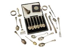 A collection of assorted flatware including a modern cased set of six teaspoons, Turner & Simpson,