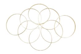 Eight assorted late 20th century engraved 9ct gold bangles, 44.4 grams.