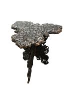 A late 19th century Anglo Indian carved walnut side table, width 52cm, depth 50cm, height 56cm