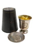 A cased matched George IV/Victorian silver communion patten and cup, Reily & Storer, London 1833