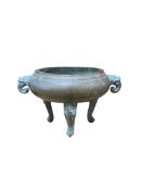 A Chinese bronze tripod censor, ding, width 22cm.