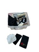 A collection of handbags, shoes, embroidery etc from the 1940's and earlier together with a morta