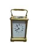 J. Bennet, Paris, a brass cased repeating carriage clock, no key, 16cm high