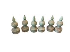 Six cast iron finials, by repute from Brighton seafront, diameter 20cm, height 45cm