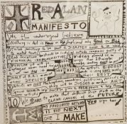 Grayson Perry (b.1960), ‘Red Alan Manifesto’, digital print on napkin, 29 x 29cm