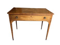 A George III banded and inlaid mahogany writing table, width 98cm, depth 57cm, height 79cm