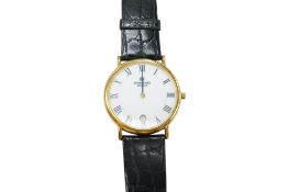 A gentleman's recent 18k gold plated Raymond Weil quartz wrist watch, with Roman dial and date
