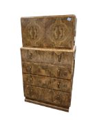 An Art Deco figured walnut tallboy cabinet, width 84cm, depth 46cm, height 146cm
