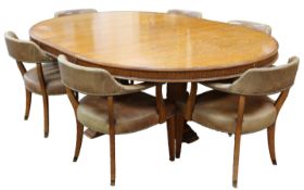 Ralph Lauren (American, b. 1939): A 'Hither Hills' circular oak diing table and six dining chairs