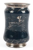 Alfred Powell (1865-1960) for Wedgwood: A silver lustre cobalt blue ground jar