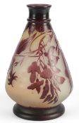 A Gallé cameo glass conical vase