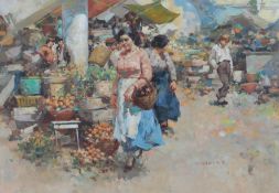 § Witman Etelka Vizkeleti, (Hungarian, 1882-1962), A bustling Continental market scene