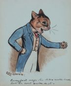 Louis William Wain, (1860-1939), A sketch of an anthropomorphised cat,