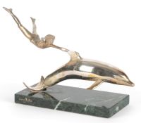 David Wynne MBE (1926-2014): A silver sculpture ‘Boy with a dolphin'