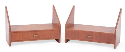 Manner of Uldum Møbelfabrik: A pair of mid-century teak floating bedside tables