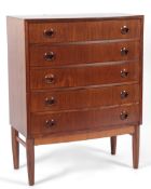 Kai Kristiansen (Danish, b. 1929): A teak bow-front chest of five drawers