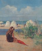 Feruccio Pizzanelli, (Italian, 1879-c.1950), A young girl at the beach