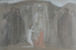 Pre-Raphaelite School, Two angels and attendant figures