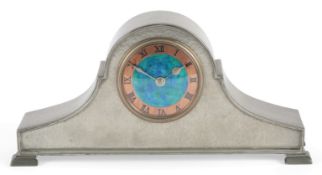 Liberty & Co: A pewter arched timepiece