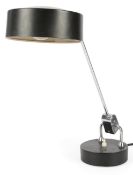 Attributed to Jumo: An articulated black japanned and chrome desk lamp,