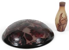 An Argental cameo glass ceiling bowl and a Thouvenin cameo glass vase