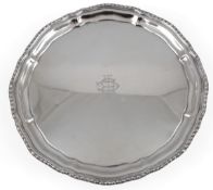 A 20th century Indian Colonial white metal salver by Hamilton & Co, of shaped circular form, with