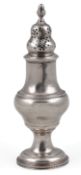 A George III silver sugar caster or pepperette by Thomas Daniell & John Wall, of baluster form, with