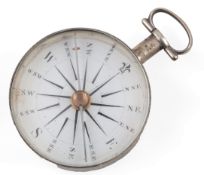 A George III silver cased pocket compass, with small button, no makers mark, London, 1809,
