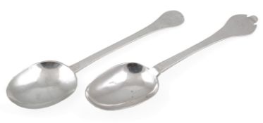 A late 17th century silver trefid spoon, maker probably John Cory, with rat tail bowl and engraved