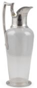 A late Victorian silver mounted glass claret jug bu William & John Barnard, with engraved armorial