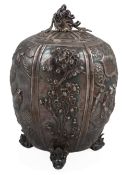 A late 19th/early 20th century Chinese Export white metal tea caddy with cover by Wang Hing, Hong