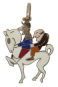 Van Cleef & Arpels, a styptor and enamel charm, 'Trois Inseparables', circa 1933, depicting a