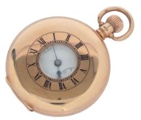A George V 9ct gold Record half hunter keyless lever pocket watch, retailed by Saqui & Co Ltd,