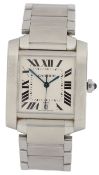 A gentleman’s early 21st century stainless steel Cartier Tank Francais automatic wrist watch, on a
