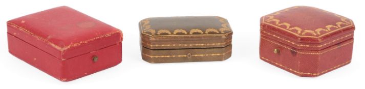 Cartier, three brooch/accessory cases, early-mid 20th century, two stamped Cartier New York, one