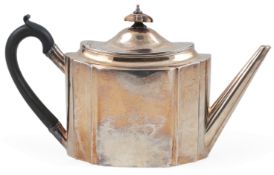 A George III silver teapot, by Robert Hennell I & David Hennell II, of shaped oval form, with