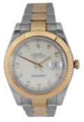 A gentleman's 2014 steel and gold Rolex Oyster Perpetual Datejust II wrist watch, on a Rolex steel