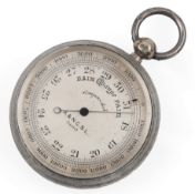 A late Victorian silver cased pocket barometer, retailed by Army & Navy Cooperative Stores Ltd.
