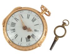 A late 18th/early 19th century French gold open faced verge fusee pocket watch by Flournoy, Paris