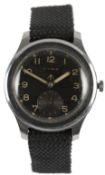 A gentleman's WWII stainless steel Cyma military issue 'Dirty Dozen' manual wind wrist watch, with