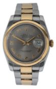 A gentleman's 2010 steel and gold Rolex Oyster Perpetual Datejust wrist watch, on a steel and gold