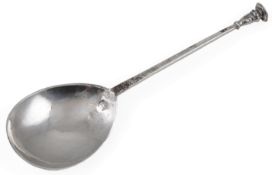 An early Charles I silver seal top spoon, by Edward Hole, with turned finial, the seal top engraved