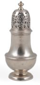 An early George II silver sugar caster, by Samuel Welder, of baluster form, with turned finial,
