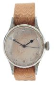 A gentleman's WWII stainless steel Longines military issue manual wind wrist watch,