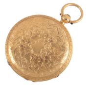 A late Victorian 18ct gold hunter keywind pocket watch, by B. Baldwin of Loughborough, the case back