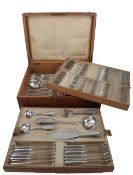 An almost complete canteen of early 20th century Russian 84 zolotnik fiddle pattern cutlery, assay