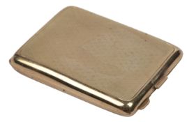 A 9ct gold vesta case, circa 1927, of rectangular outline with an engine turned exterior, opening to
