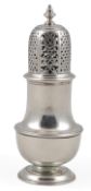 An early George II silver sugar caster, by Thomas Bamford, of baluster form, with turned finial,
