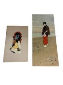 J. Yamamoto, (Japanese, early 20th century), collecting shells, gouache, together with a Japanese