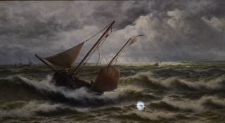 Thomas Rose Miles (1844–1916), 'Hastings trawlers coming ashore', signed, inscribed to the frame,